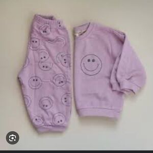 Indy & Pippa lavender Smiley Face Sweatshirt and Pants Set